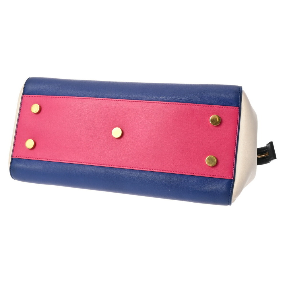 SAINT LAURENT Cavalieve Gauche Blue Pink White Leather Handbag - Picture 5 of 11